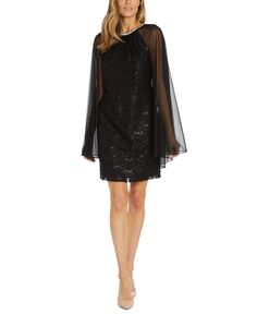 Женское кружевное платье с пайетками и шифоновая накидка R &amp; M Richards, черный