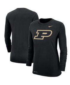 Черная женская футболка с длинным рукавом и логотипом Purdue Boilermakers Performance Nike, черный