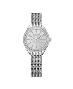 Женские кварцевые часы Attract из нержавеющей стали, швейцарское производство, 30 мм Swarovski, серебро