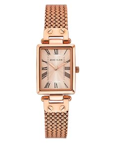 Женские часы с тремя стрелками, кварцевый ремешок из нержавеющей стали цвета розового золота, 21,5 мм Anne Klein, золотой