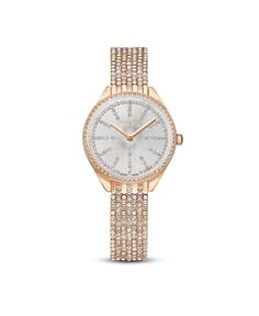 Женские кварцевые часы Attract из металла цвета розового золота, швейцарское производство, 30 мм Swarovski, розовый