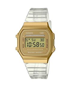 Цифровые часы Casio в винтажном стиле из прозрачной смолы унисекс, 36,3 мм, A168XESG-9AVT G-Shock