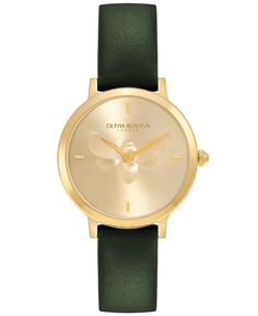 Женские ультратонкие кожаные часы пчелиного зеленого цвета, 28 мм Olivia Burton, зеленый