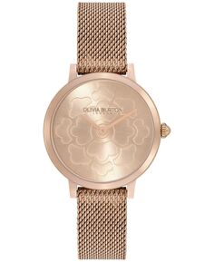 Женские ультратонкие золотистые стальные часы с цветочным гвоздиком, 28 мм Olivia Burton
