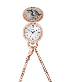 Женские часы Jacqueline с тремя стрелками, золотистые, из нержавеющей стали, медальон, 30 мм Fossil