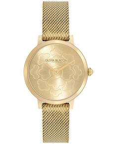 Женские ультратонкие часы из золотистой стали с цветочным ионным покрытием, 28 мм Olivia Burton, золотой