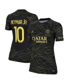Женская брендовая футболка Neymar Jr. Black Paris Saint-Germain 2022/23, реплика игрока стадиона «Четвертое дыхание» Jordan, черный