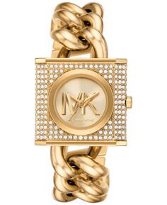 Женские кварцевые часы Mk с цепочкой и замком с тремя стрелками, золотистые, из нержавеющей стали, 25 мм Michael Kors, золотой