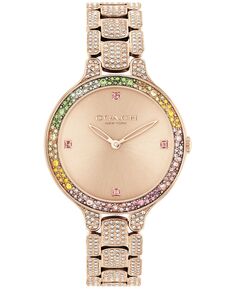 Женские часы Chelsea Carnation, золотистый браслет из нержавеющей стали с кристаллами, 32 мм COACH
