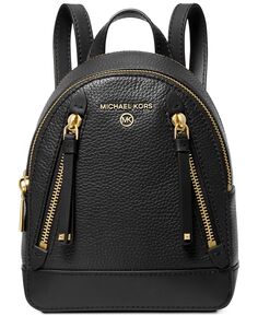 Мини-кожаный трансформируемый рюкзак Brooklyn Messenger Michael Kors, черный