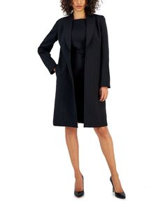 Женская удлиненная куртка-топпер и платье-футляр без рукавов с поясом Nipon Boutique, черный