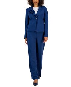 Женская асимметричная куртка на одной пуговице с рюшами и широкий брючный костюм Nipon Boutique