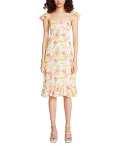 Женское платье миди с перцовым цветочным принтом Betsey Johnson