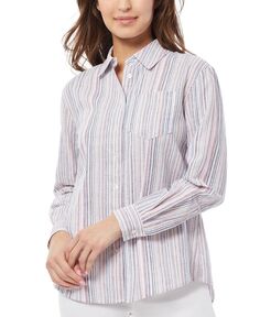 Женская полосатая рубашка с длинным рукавом Jones New York