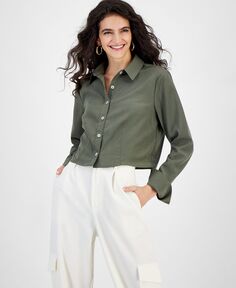 Женская укороченная блузка с длинными рукавами и пуговицами спереди Bar III