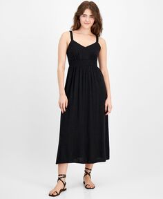 Женское платье миди с v-образным вырезом и резинками And Now This, черный