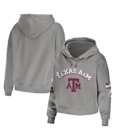 Женский серый укороченный пуловер с капюшоном Texas A&amp;M Aggies смешанной техники WEAR by Erin Andrews, серый