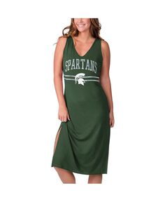 Женское зеленое платье макси с v-образным вырезом для тренинга Michigan State Spartans G-III 4Her by Carl Banks, зеленый