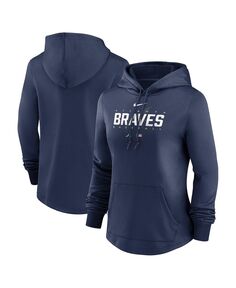 Женский темно-синий пуловер с капюшоном Atlanta Braves Authentic Collection Pregame Performance Nike, темно-синий