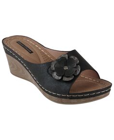 Женские босоножки на танкетке с цветочным узором Неаполь GC Shoes, черный