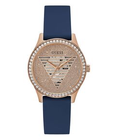 Женские аналоговые синие силиконовые часы 38 мм GUESS, синий
