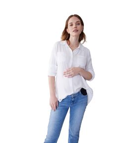 Женская классическая рубашка на пуговицах для беременных Ingrid + Isabel, белый