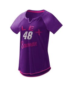 Женская фиолетовая футболка с v-образным вырезом Alex Bowman Grand Slam Tri-Blend Notch G-III 4Her by Carl Banks
