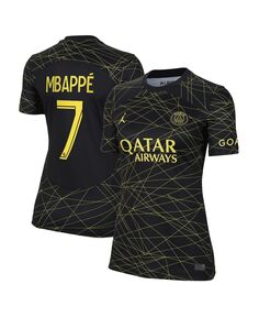 Женская брендовая футболка черного цвета Kylian Mbapp Paris Saint-Germain 2022/23 Fourth Breathe Stadium, реплика игрока Jordan, черный
