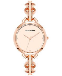 Женские часы-браслет с розовым золотом и белой эмалью, 36 мм Anne Klein, золотой