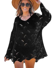 Женское пляжное платье Isabella с вырезом CUPSHE, черный