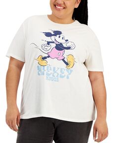 Модная футболка больших размеров с короткими рукавами и рисунком Микки Disney