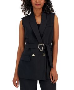 Женский пиджак без рукавов с поясом T Tahari, черный