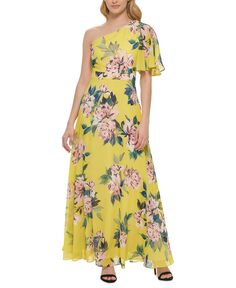 Женское платье макси на одно плечо с цветочным принтом Eliza J, желтый