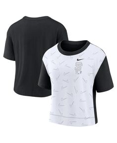 Женская черно-белая модная футболка с высоким бедрами San Francisco Giants Line Up Nike