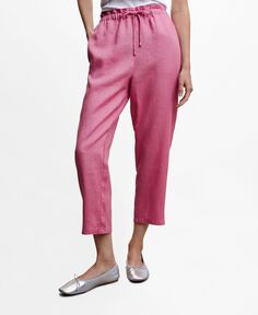 Женские льняные брюки-джоггеры MANGO, розовый