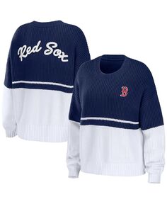 Женский темно-синий, белый массивный пуловер Boston Red Sox свитшот WEAR by Erin Andrews
