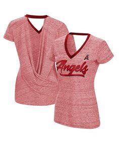 Женская красная футболка с v-образным вырезом Los Angeles Angels Halftime Back Wrap Top Touch, красный