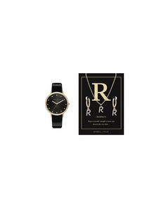 Женские аналоговые часы с черным кожаным ремешком, 38 мм, подарочный набор Kendall + Kylie, черный