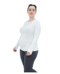 Женская футболка Active в рубчик с длинными рукавами для беременных Ingrid + Isabel, белый