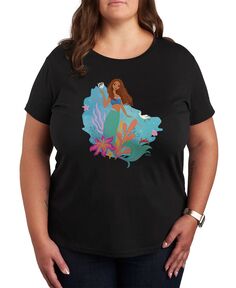 Модная футболка больших размеров с рисунком «Русалочка Ариэль» Air Waves, черный