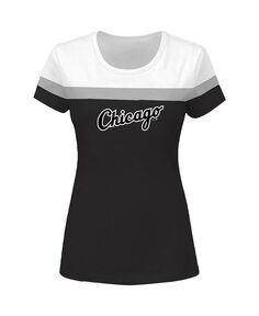 Женская бело-черная футболка с цветными блоками Chicago White Sox больших размеров Profile