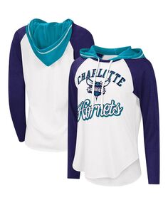 Женская белая футболка с длинным рукавом и худи Charlotte Hornets MVP реглан G-III 4Her by Carl Banks, белый