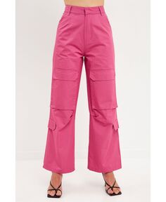 Женские брюки-карго с широкими карманами English Factory, розовый
