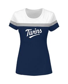 Женская белая, темно-синяя футболка Minnesota Twins Plus Size с цветными блоками Profile