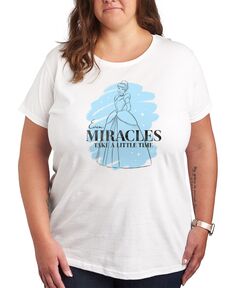 Модная футболка больших размеров с рисунком Золушки Disney Air Waves, белый