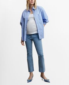 Женские укороченные расклешенные джинсы для беременных MANGO, синий