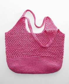 Женская сумка-мешок из натурального волокна MANGO, розовый