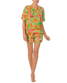 Женские 2 шт. Атласный пижамный комплект с цветочным принтом Sanctuary