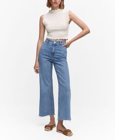 Женские джинсы-кюлоты с высокой талией MANGO, синий