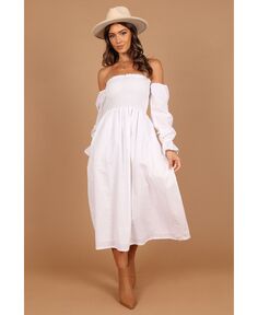 Женское платье миди с длинными рукавами и сборками Domenica Petal and Pup, белый